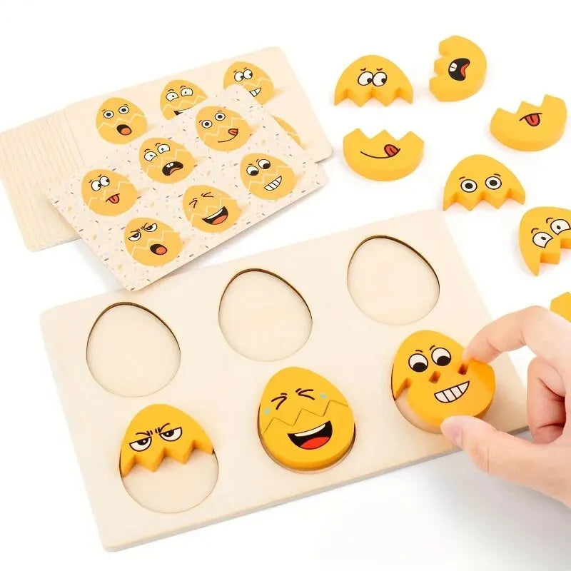 Wooden Expressions Egg Shaped Montessori Toy For Toddlers Preschool Kids' DIY Wooden Gifts Sensory Educational Toys