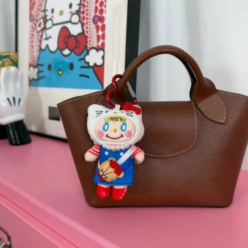10CM sanrio Kitty fashion curly girl Plush Doll Keyring kawaii cartoon KT Tiny Chum keychain girl Backpack Charm Gift For Girls