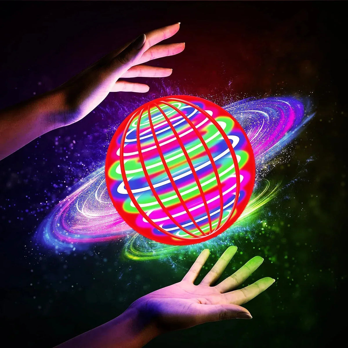 2FFlying Ball, Automatic Spinning Ball LED Dazzling Lights, Floating Magic, Fan UFO Flying Machine, Toy Gift, Game, Sports Ball