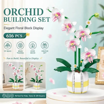 Orchid Building Blocks Flowers Bouquet Bonsai Plant Model Ornament Exquisite DIY Home Decorations Valentines Adult Child's Gifts