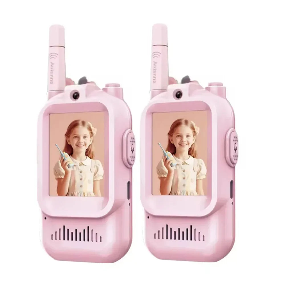 2PCS  Video Walkie Talkies for Kids Rechargeable Toddler Toys  for Indoor Camping Travel  Birthday Gfits for Kids Ages 3-12