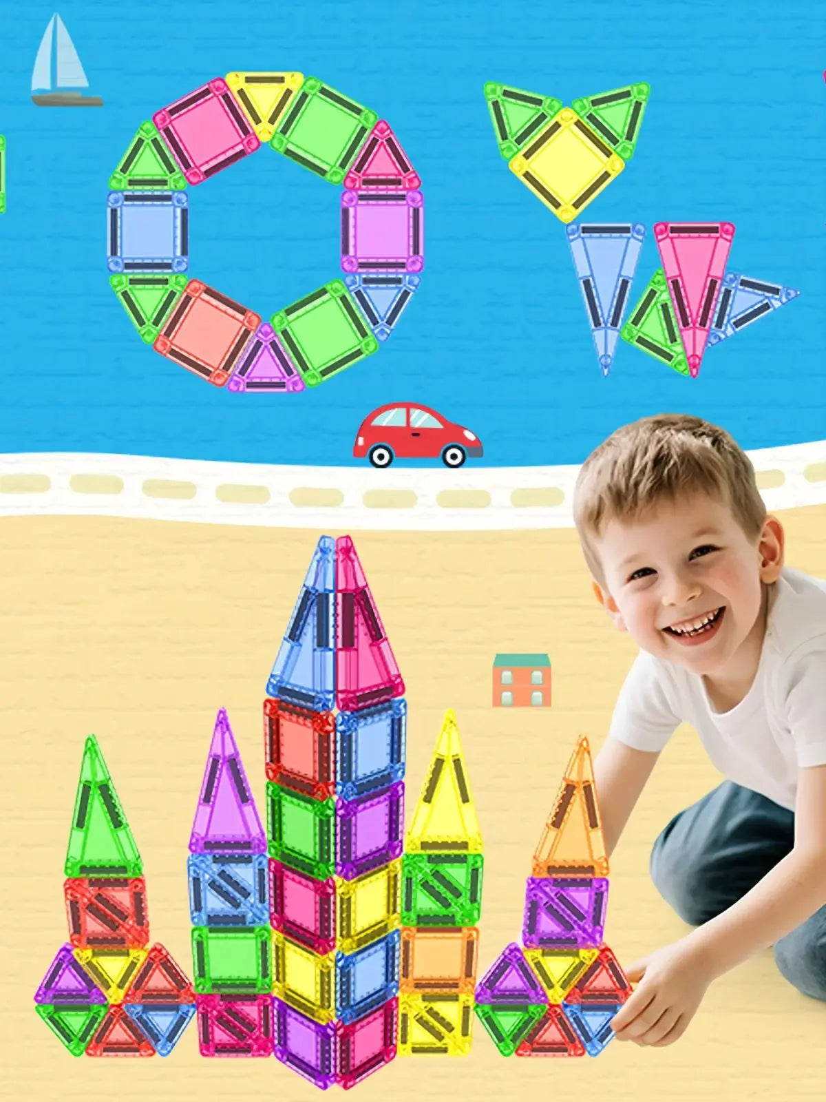 Mini Magnetic Tile Toys, with a Metal Box for Easy Portability, Magnetic Building Blocks That Can Be Played with Anywhere, Convenient Storage, Suitable for Holiday or Birthday Gifts