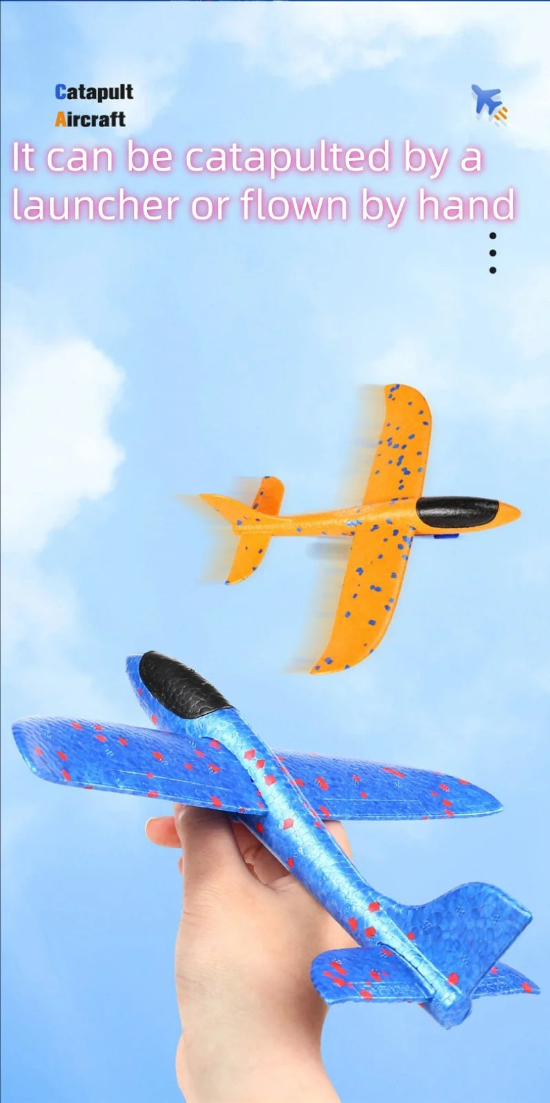 Glowing & Non-Glow Foam Catapult Plane,  Outdoor Shooting Toy Gun, Rotating Boomerang Flying Aircraft Model
