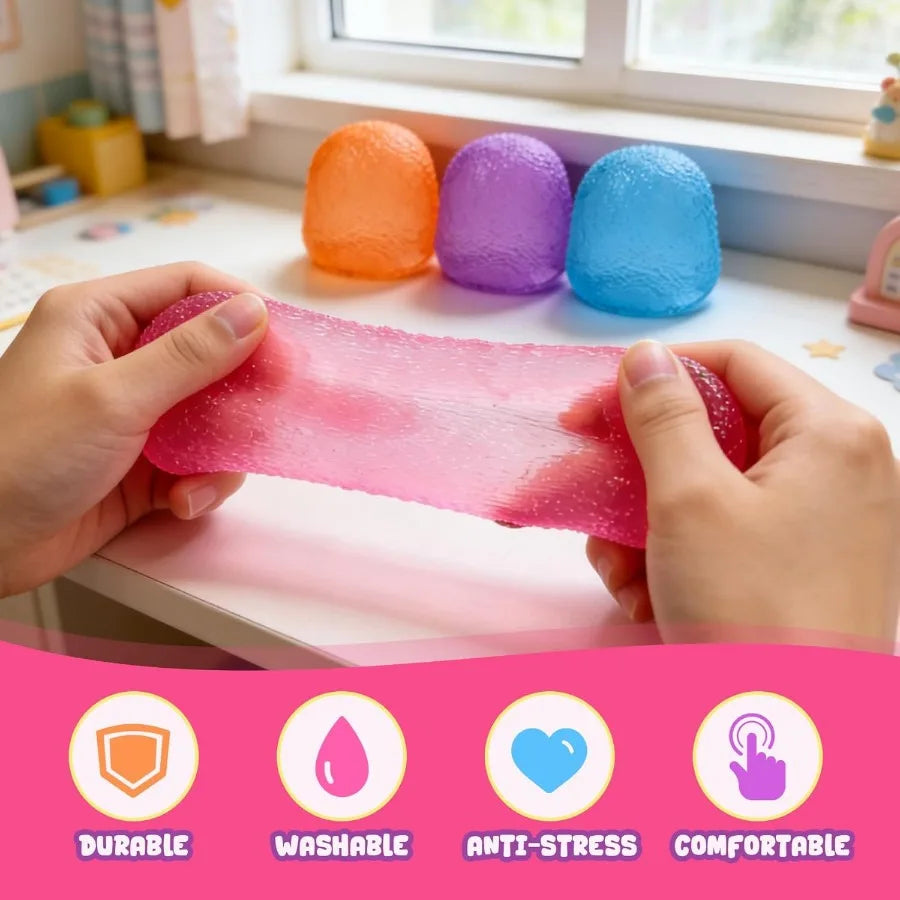 Stress Balls Fidget Toys, Slow Rising Squishies Gumdrop Stress Toys, Stress Relief and Anxiety, Textured Squeeze Toys Gift for Kids Adults Party Classroom Prize Easter Basket Stuffers, Christmas Gift