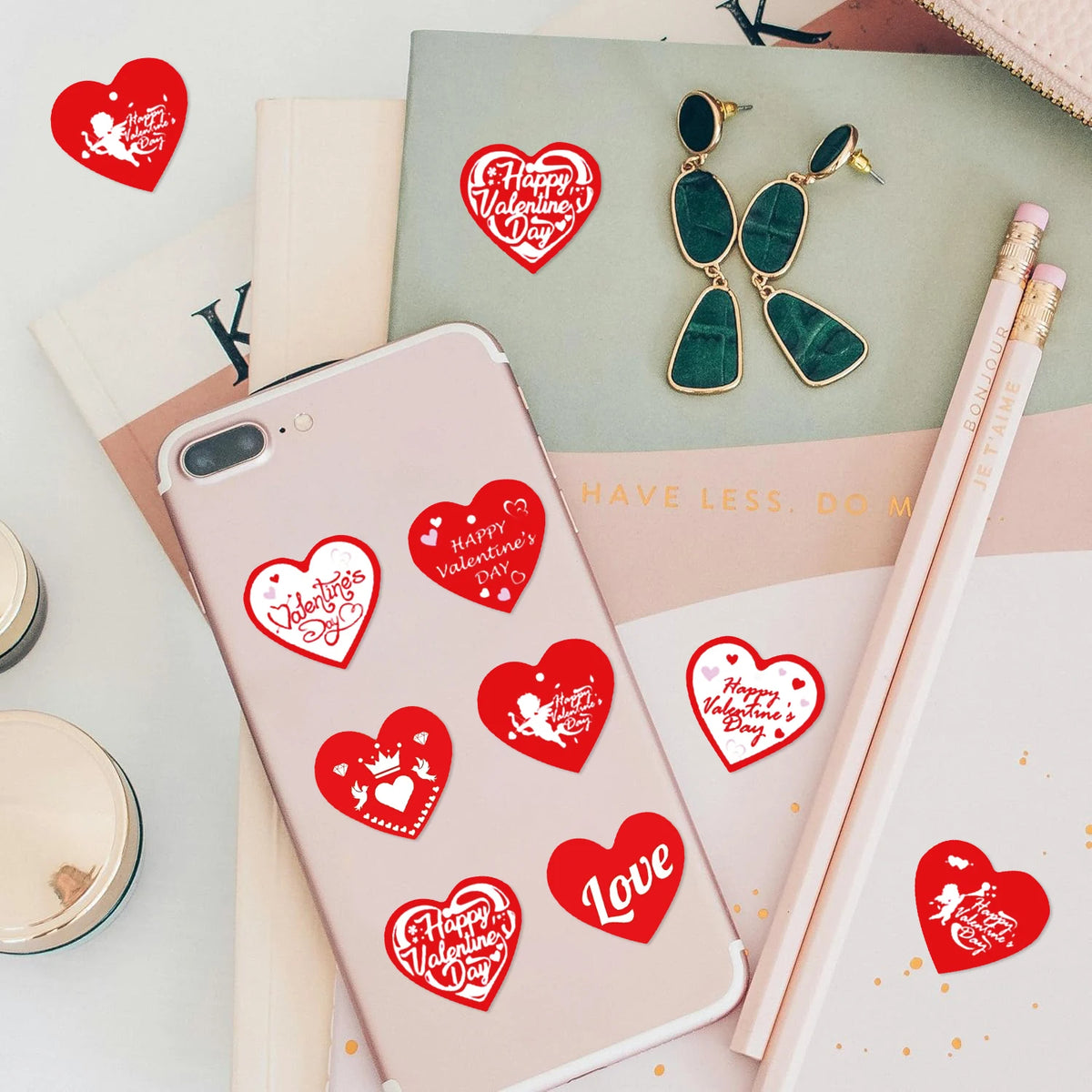 500pcs 520 Love Red Sticker Roll - Cute Cartoon Sealing Labels for Journals & Crafts