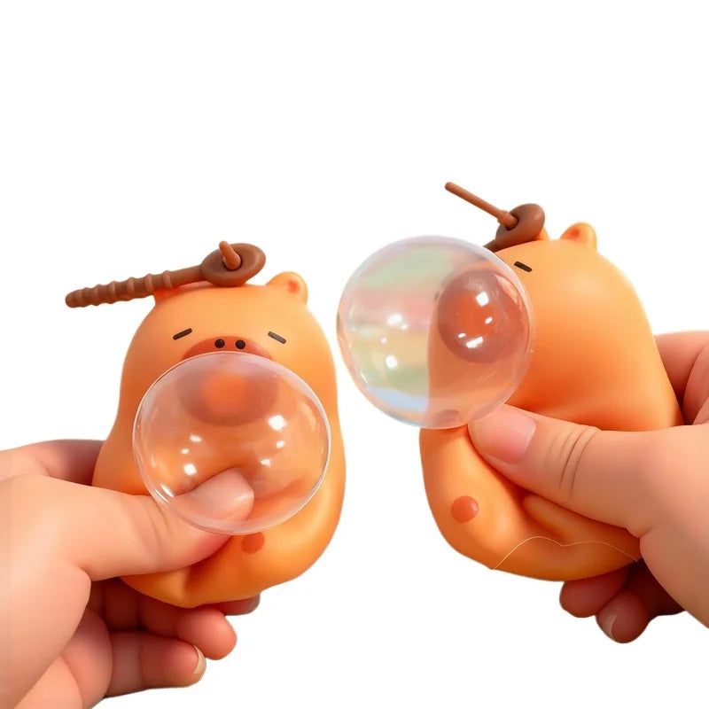 1PC Creative Capybara Doll Spit Bubble Fidget Decompression Pinch Toy Relieve Stress Children Fun Squeeze Interactive Toys Gift