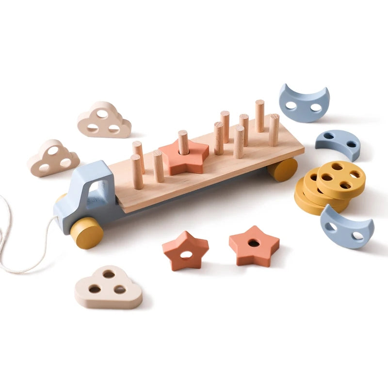 Wooden Train Birthday Toy Simulated Train Toy Model  Non-remote Control Rail Car Removable Wooden Train Exquisite Gift With BOX