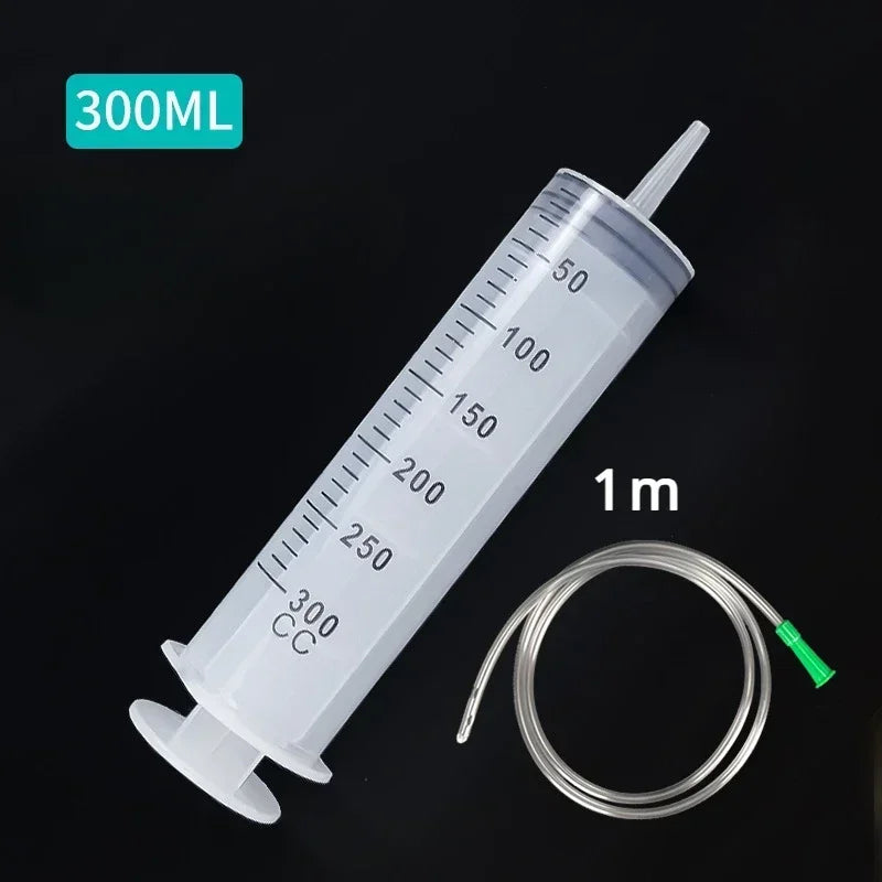 Large Vacuum Capacity Syringe 100/200/300/500ml Reusable Syringe Oil Pump with 1m Hose Pet Nutrition Feeding Metering Pump