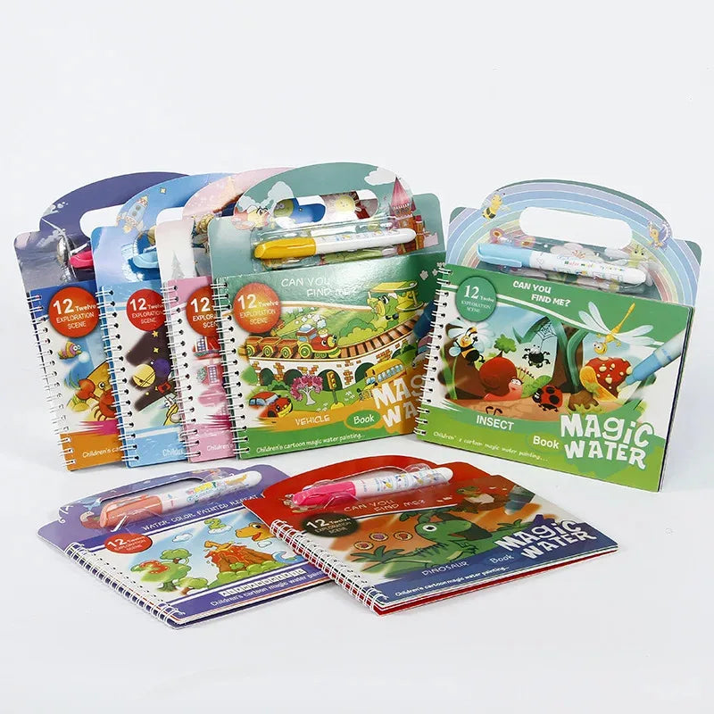 Magic Water Drawing Book - Reusable Montessori Toddler Toy, Mess-Free Painting for Early Education