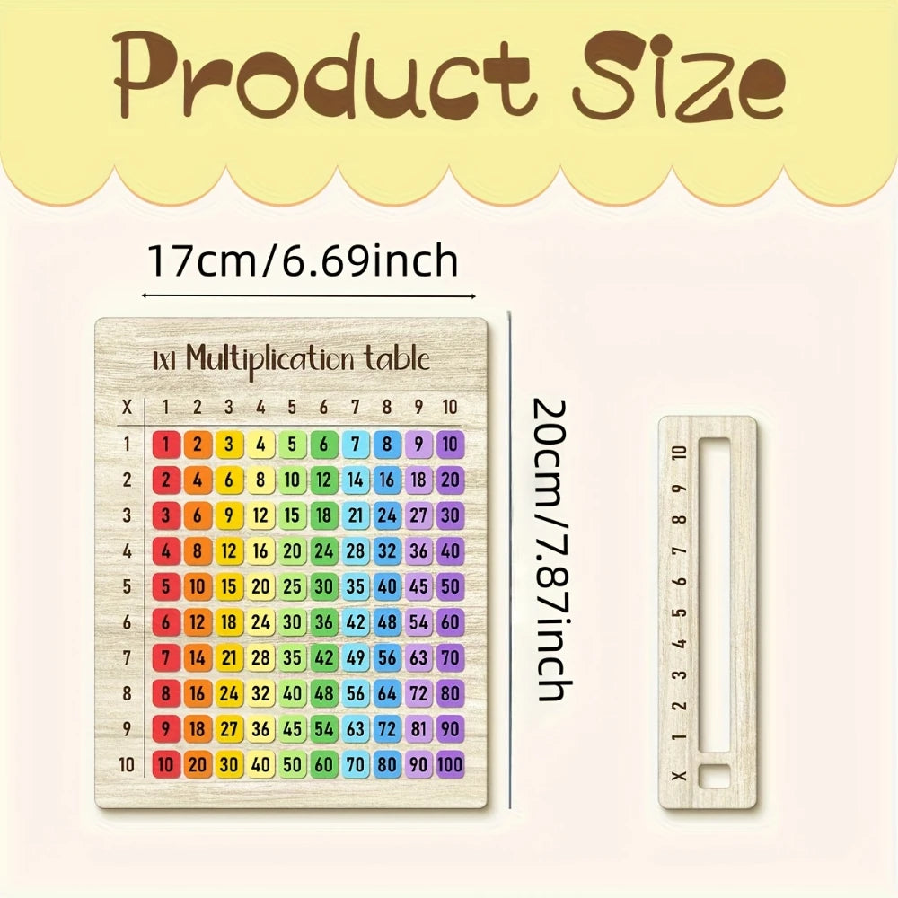 Multiplication Table Wooden Board Set — Natural Wood Learning Boards for Math Class & Back-To-School Gifts