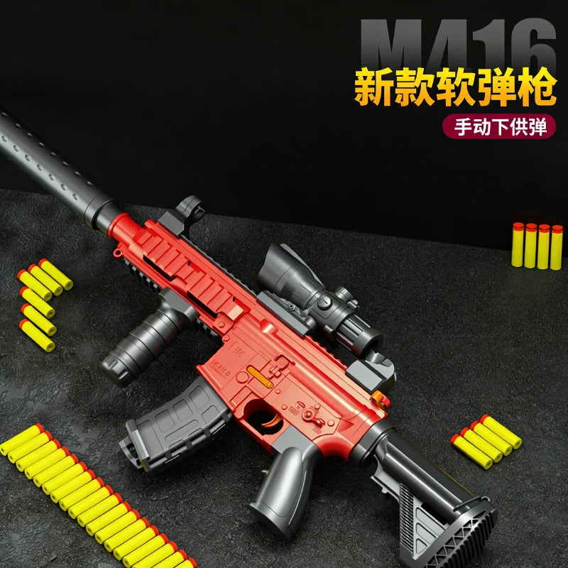 M416 Manual Lower Supply Bolt Soft Bullet Toy Gun Adult Assault Rifle Single-Shot Submachine Gun 2026 Christmas Gift
