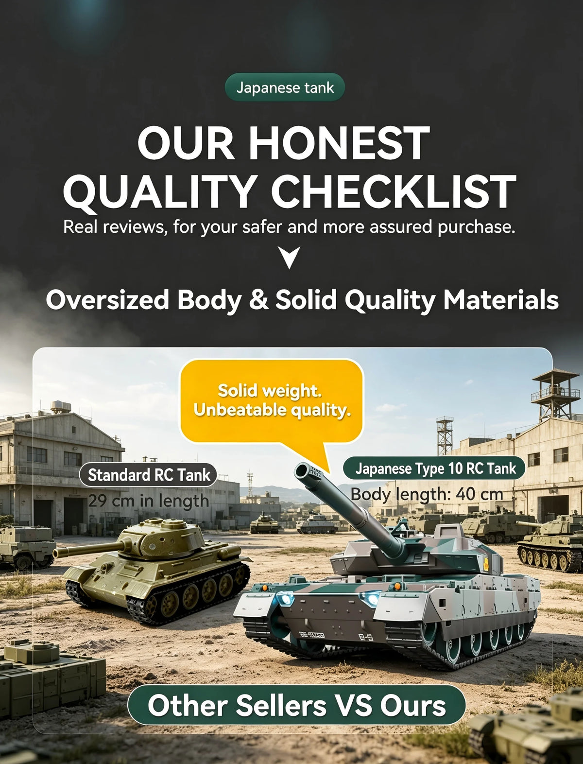 TONGLI Large RC Battle Tank Tracked Off-Road Vehicle, Rechargeable Battery, Multi-Channel Control, Turret Rotation & Elevation, Realistic Sound & Light Effects, All-Terrain Driving, Battle Interaction, Indoor & Outdoor Use, G