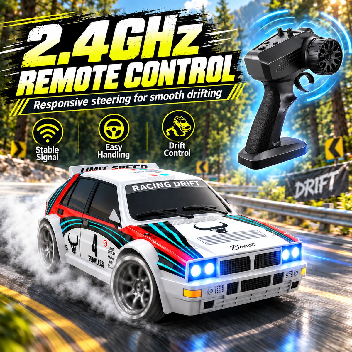 ZNLYRION 1:16 Alloy RC Off Road Car 2.4G Wireless Remote Control High Speed Buggy With LED Light Shock Absorber Kids Toy Racing Vehicle