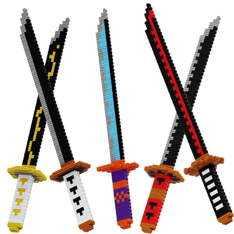 480Pcs Samurai Sword Building Blocks Ninja Blade Katana Japanese Anime Butterfly Nichirin Knife Bricks Toys For Children Adult