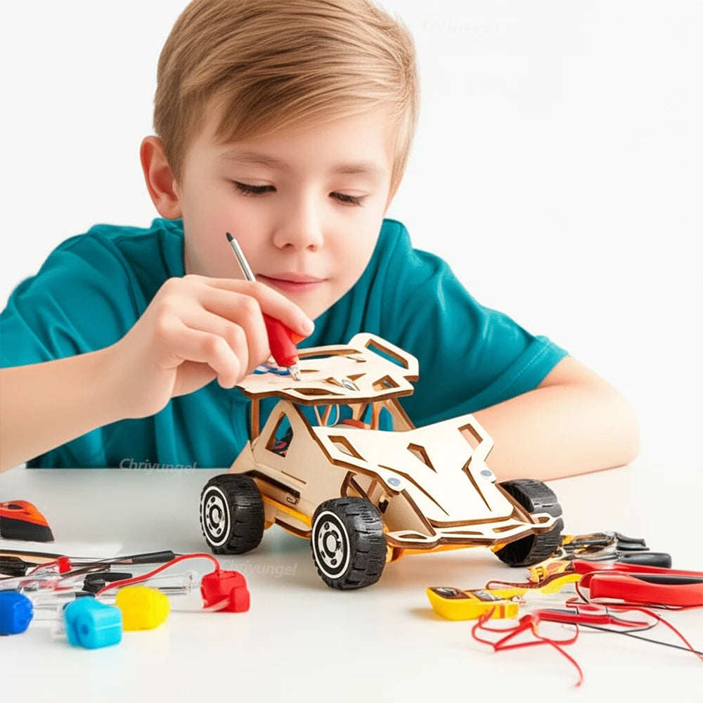 DIY Wooden Remote Control Car Kits STEM 4WD Educational Science Project Building Toys Creative Birthday Gifts for Kids Boys Girl