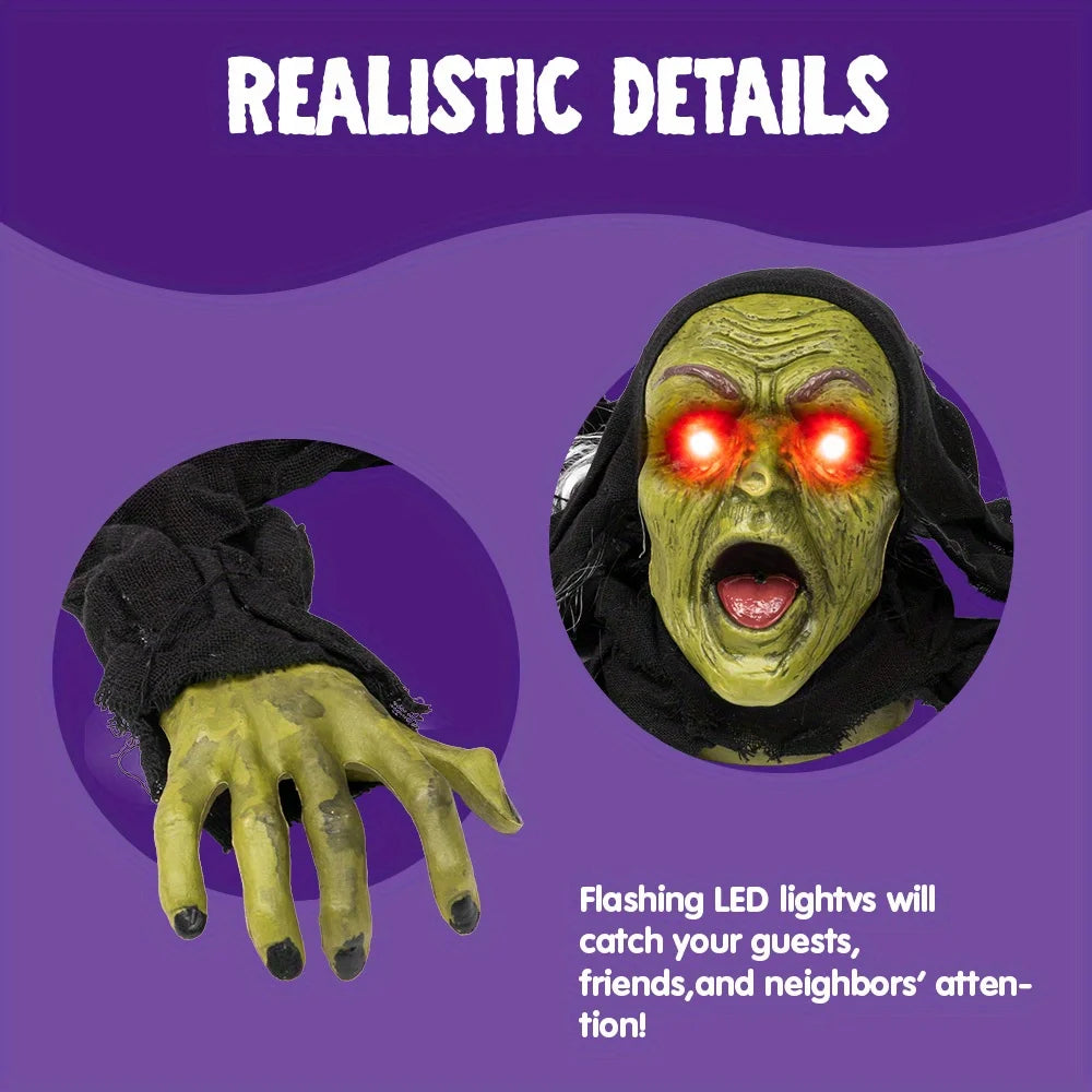Outside Zombie Groundbreaker Halloween Decoration Outdoor Halloween Zombie Decor with Sound and Flashing Eyes Scary Groundbreaker for Yard Lawn Graveyard Decorations