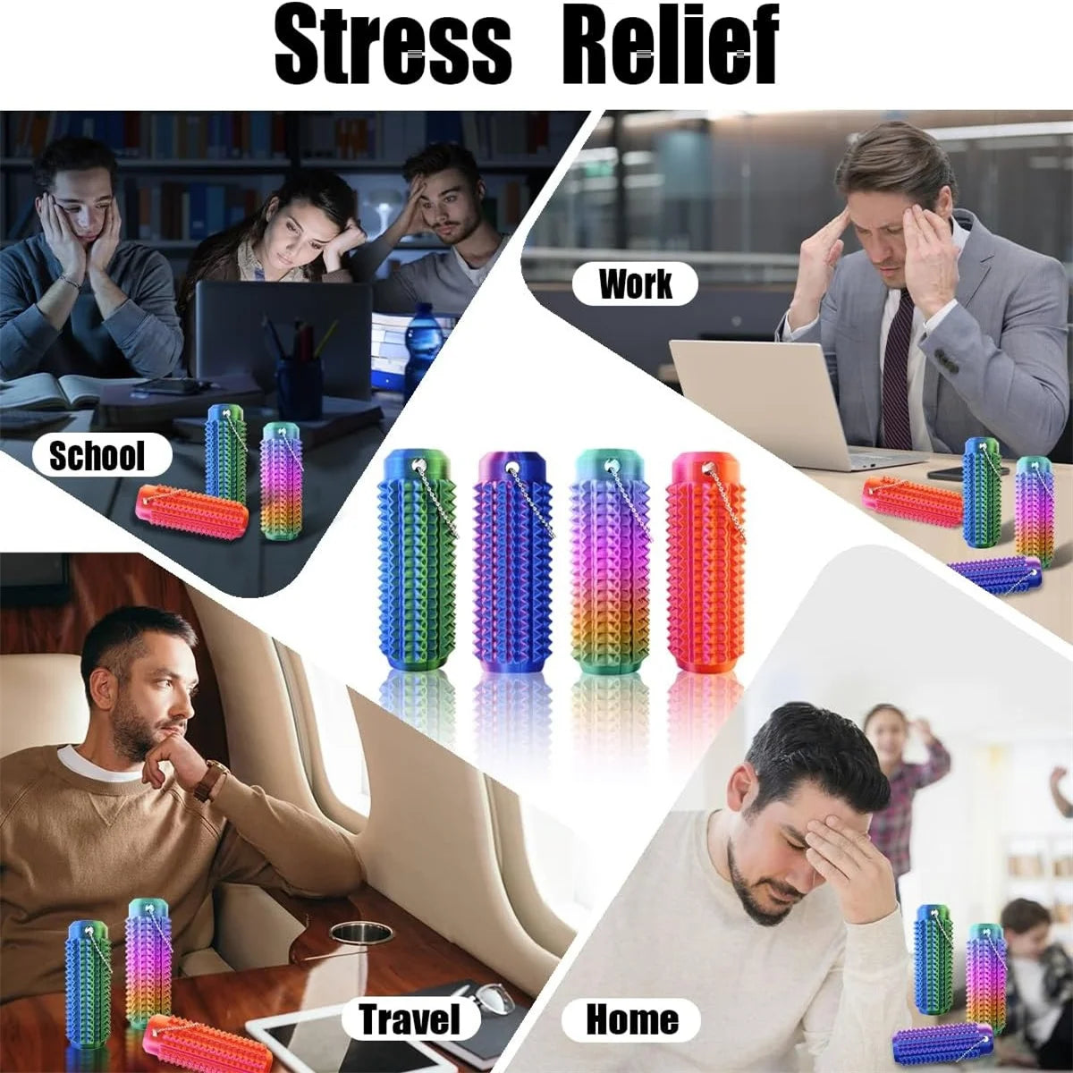 Pain Stim Fidget Toys Reduce Stress Roller for Adults Spiky Fidget Keychain for Anxiety Sensory Toys Novelty Gifts for Friends