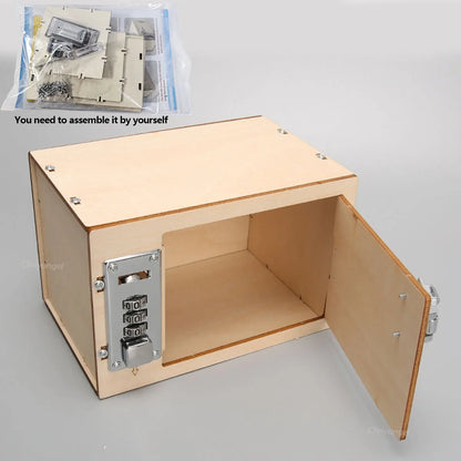 DIY Wooden Mechanical Password Box Kit Money Bank with Combination Lock  Educational Experimental Toy for kids Gift
