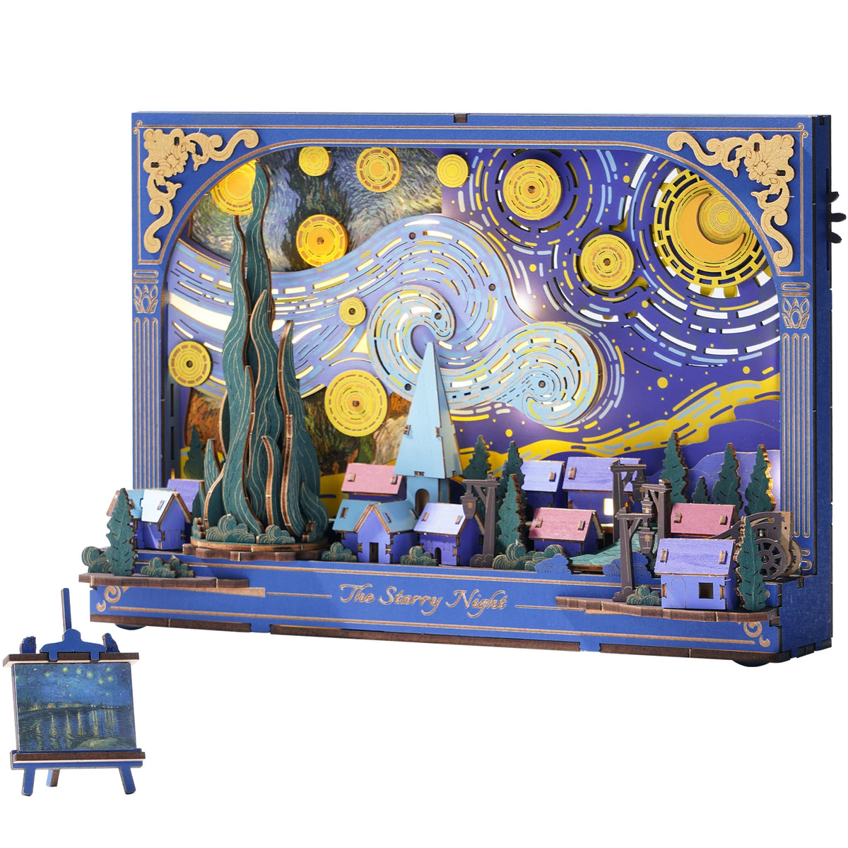 ROKR Starry Night 3D Puzzles ,Mother's Day DIY Wooden Vincent Van Gogh Painting Artwork Craft Kit Building Set ,Home Decor