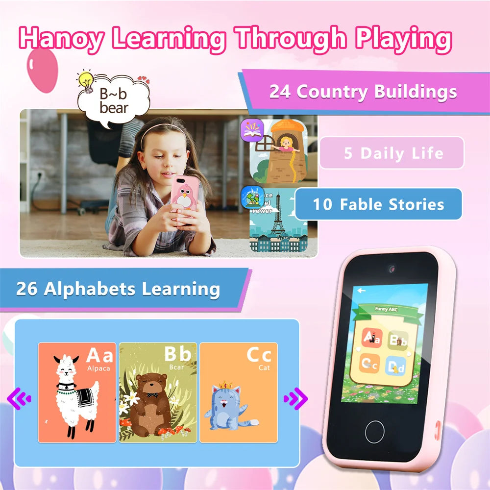 Kids Smart Phone Camera Toy Phone 40+ Games Touch Screen Learning Toy For 3-12 Year Old Boys Girls MP3 Player Birthday Gifts