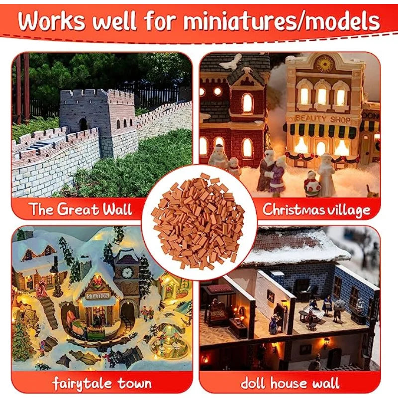 50-150pcs 1:16 Real Mini Bricks Model, Miniature Figurine Landscaping Accessories, DIY Fake Bricks Toy For Fairy Garden Building