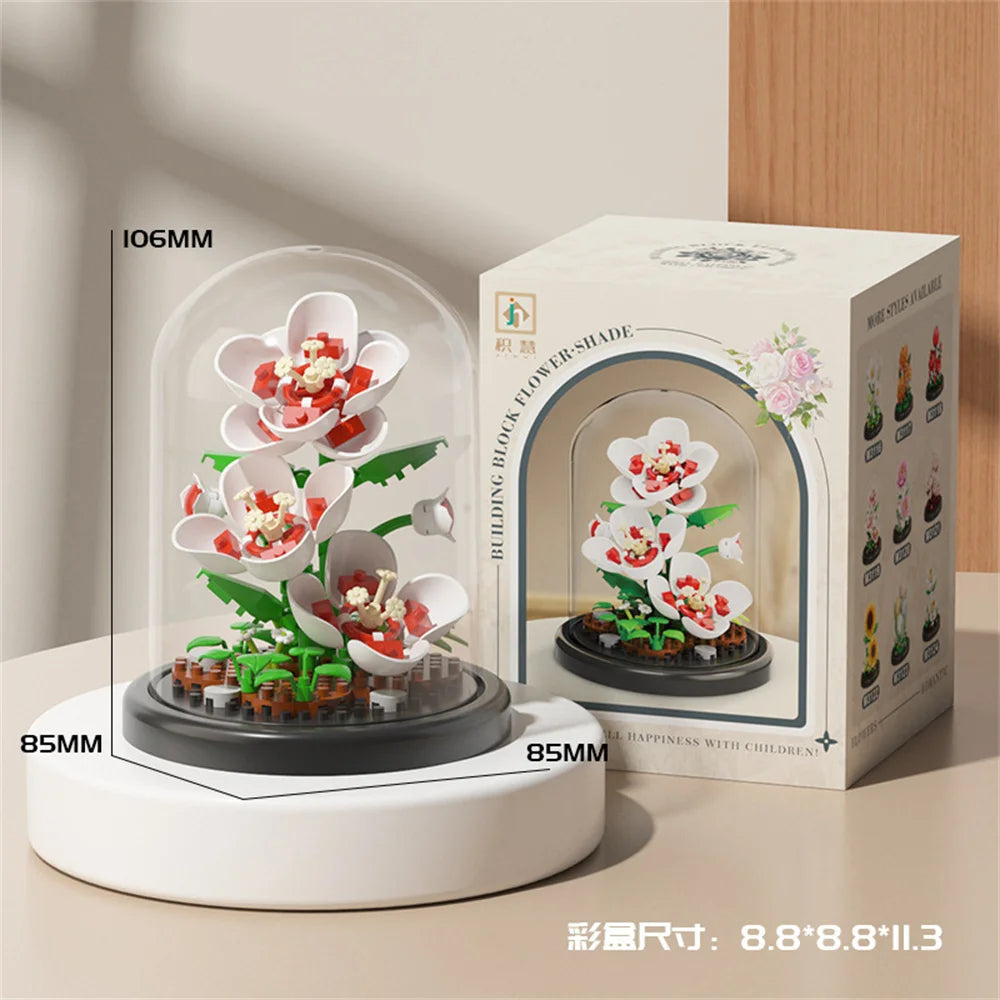 Eternal Flower Bouquet Bonsai Potted Plant Micro Building Blocks Model Home Decoration Toy For Kid Birthday Gift