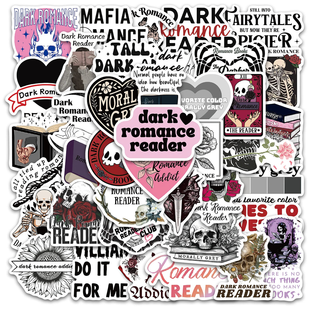 50PCS Dark Romance Reader Stickers in Cartoon Glass Balls DIY Phone Cases Laptop Water Cups Computer Toy Stickers