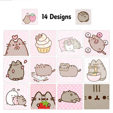 500PCS Pusheen Style Cartoon Cat Roll Stickers Waterproof Graffiti Scrapbooking Notebook Phone Cute Decoration Decals Toys