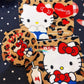 NEW Hello Kitty Leopard round Plush Storage Bag Black Leather Kitty cat Coin Wallet Makeup Travel Storage Large capacity BagGift