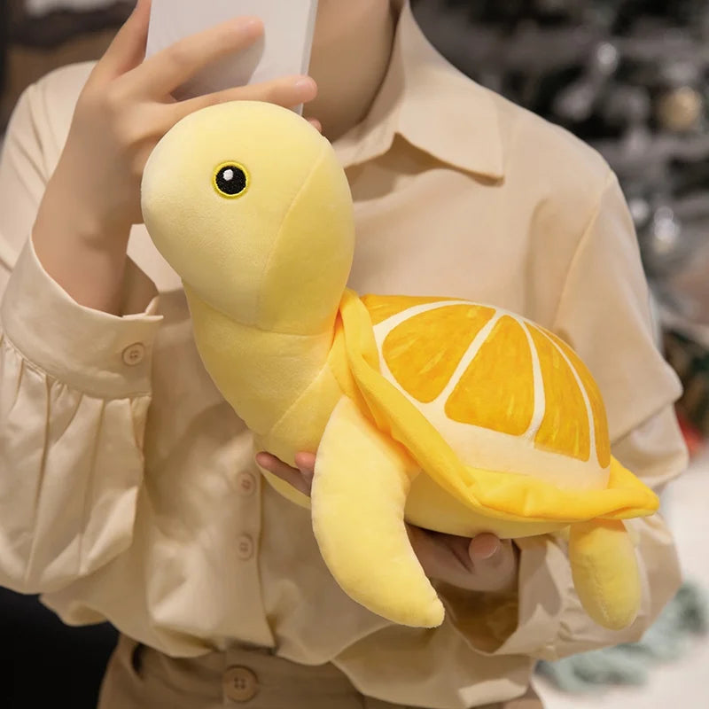 25/35CM Cartoon Simulation Anime Little Lemon Turtle Stuffed Animal Plush Doll Cute Turtle Soothing Kids Sleeping Toys Handmade