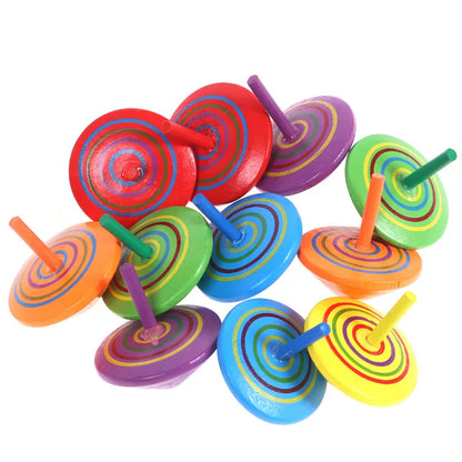 4Pcs Color Wooden Gyro Toy Treat Adult Birthday Guest Gifts Shower Party Favors Finger Game Giveaway Pinata Fill Goodie Bag