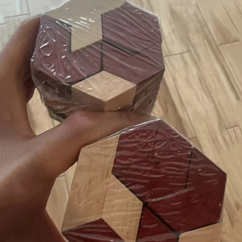 Wooden 3D Puzzle Hexagonal IQ Logic Training Brain Teaser Mind Challenge Montessori Educational Gifts For Kids Boys Girls