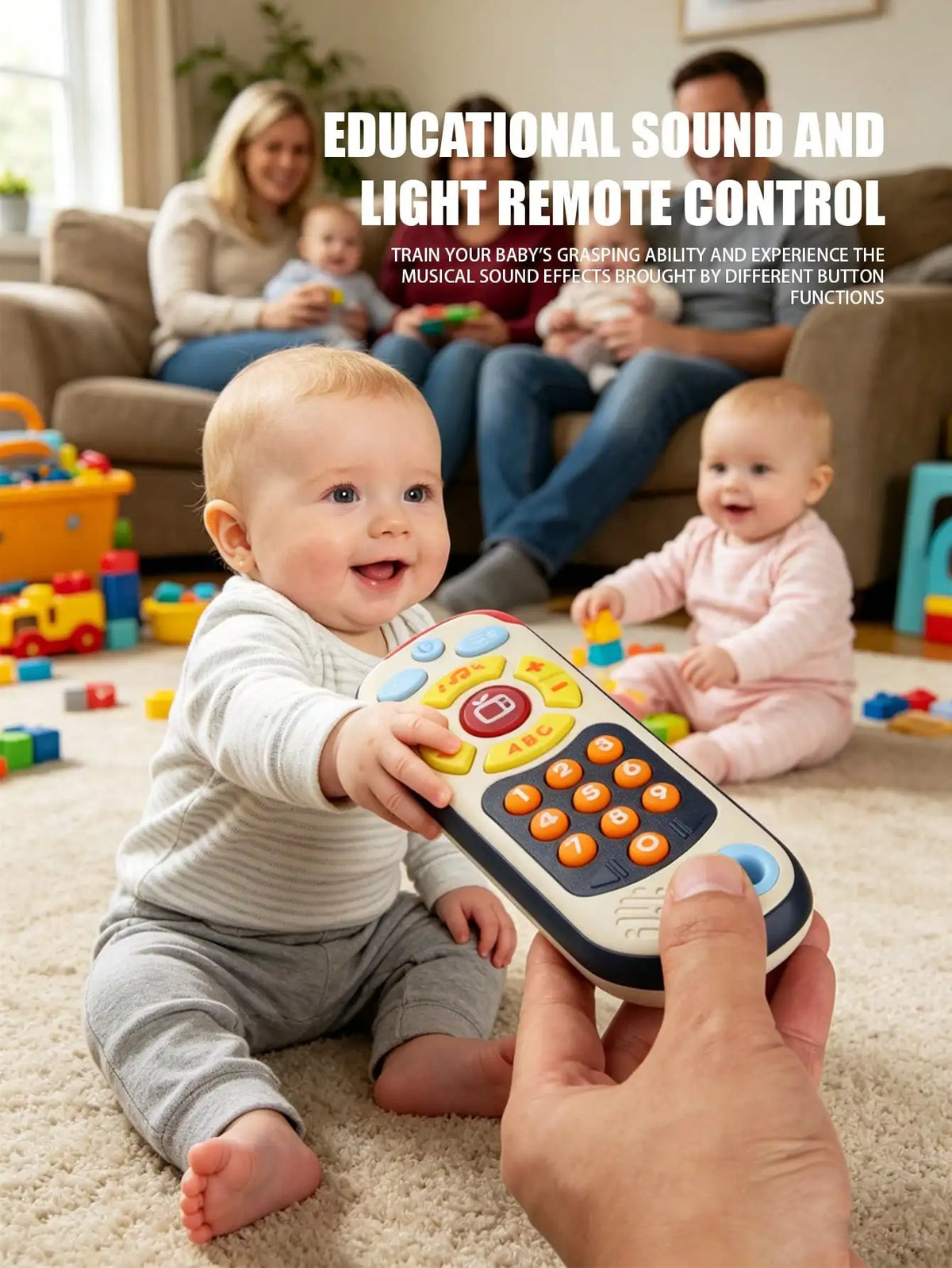 1Pcs Baby Tv Remote Control Toy with Light & Musical Sound, Multifunctional Early Educational Number Learning Pretend Play Toy