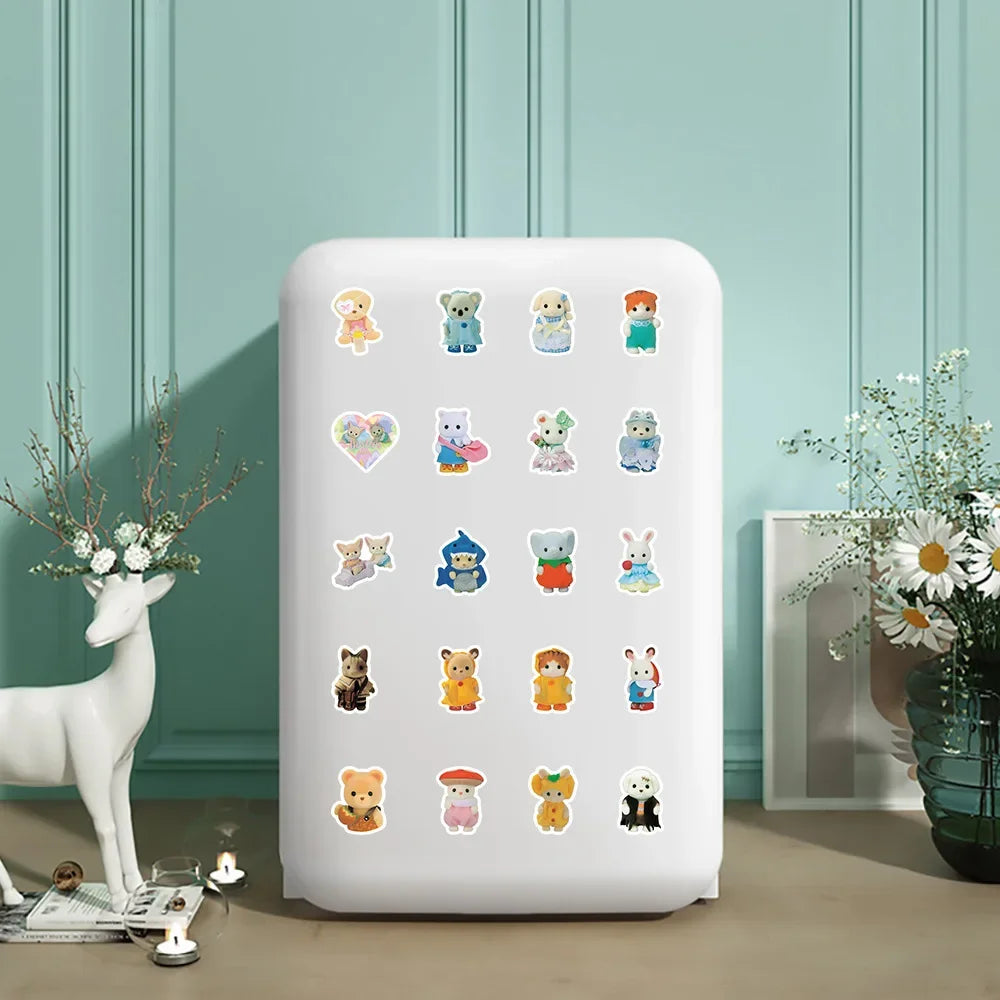 100/200pcs Kawaii Calico Critters Stickers Cute Laptop Scrapbook Graffiti Decals Skateboard Handheld  Aesthetic Sticker Toys