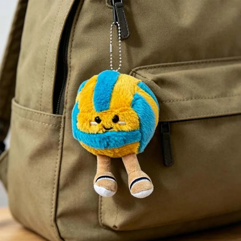 Soft Plush Cartoon Volleyball Toy, Fun Sports-Themed Keychain And Bag Decor for Fun Accessories