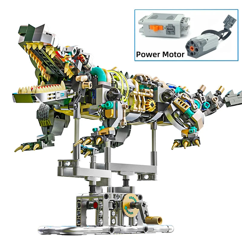 Mechanical Shark Building Set, Sea Life Crocodile Parrot Mantis Frog Manta Ray Building Blocks Light, Animal Toys Gift for Kid