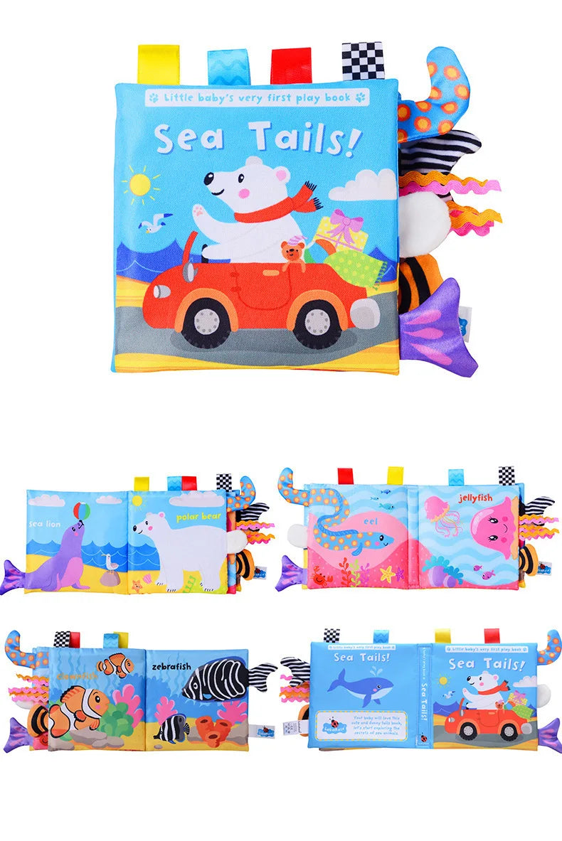 New 3D Visual Tail Cloth Book Baby Tear Resistant Biteable Cognitive Tool Interactive Parent-Child Fun Toddlers Enlighten Toys