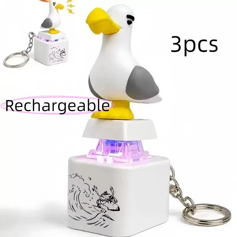Mine Seagull Keycap Keychain Luminous Sounding Stress Relief Creative Fidget Toy Portable Electronic Pendant For Friend Relax