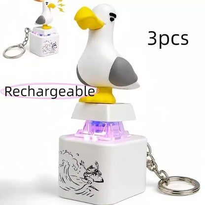 Mine Seagull Keycap Keychain Luminous Sounding Stress Relief Creative Fidget Toy Portable Electronic Pendant For Friend Relax