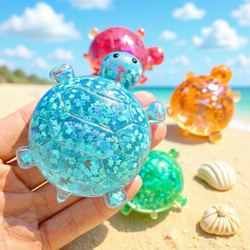 Glitter Turtle Squeeze Toy Anti Stress Sensory Fidgets Toy Stress Relieving Squeeze Ball Eye-Catching Design Squeeze Fidget Toy