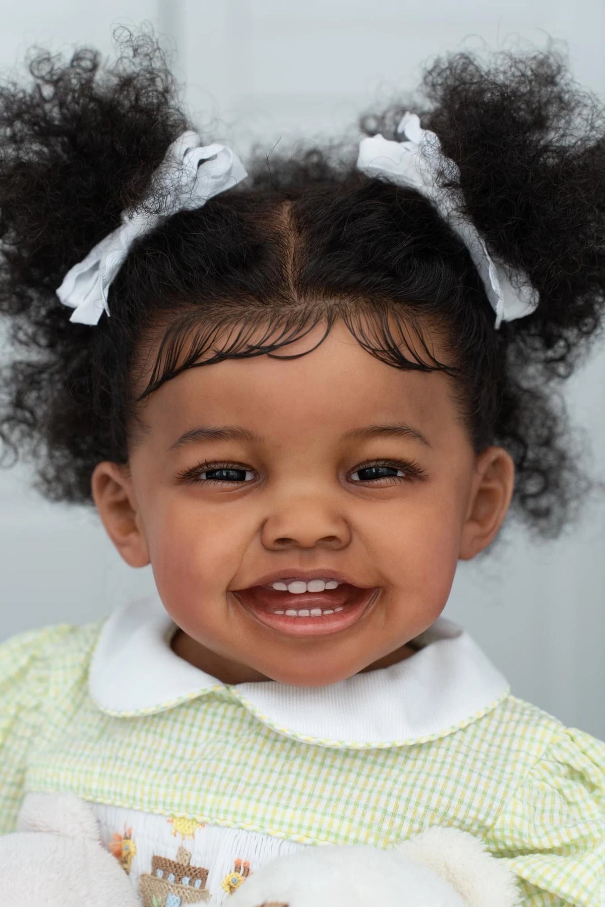 NPK 24inch Mila Dark Brown Skin Reborn Toddler Girl Doll Happy Baby Rooted Hair High Quality Collectible Art Doll