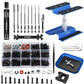 EPINON RC Car Repair Work Stand Repair Tool Set 360 Degree Rotation and 520 Pcs RC Screws Kit and RC Screwdrivers and Screws Pallet for 1/8 1/10 1/12 1/16 1/18 RC Car Crawler Truck Buggy