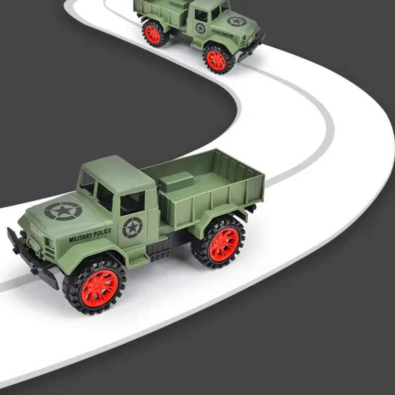 New Large Children's Inertia Military Truck Pickup Truck Big Truck Baby Car Model Toy Children's Birthday Present Puzzle Toys