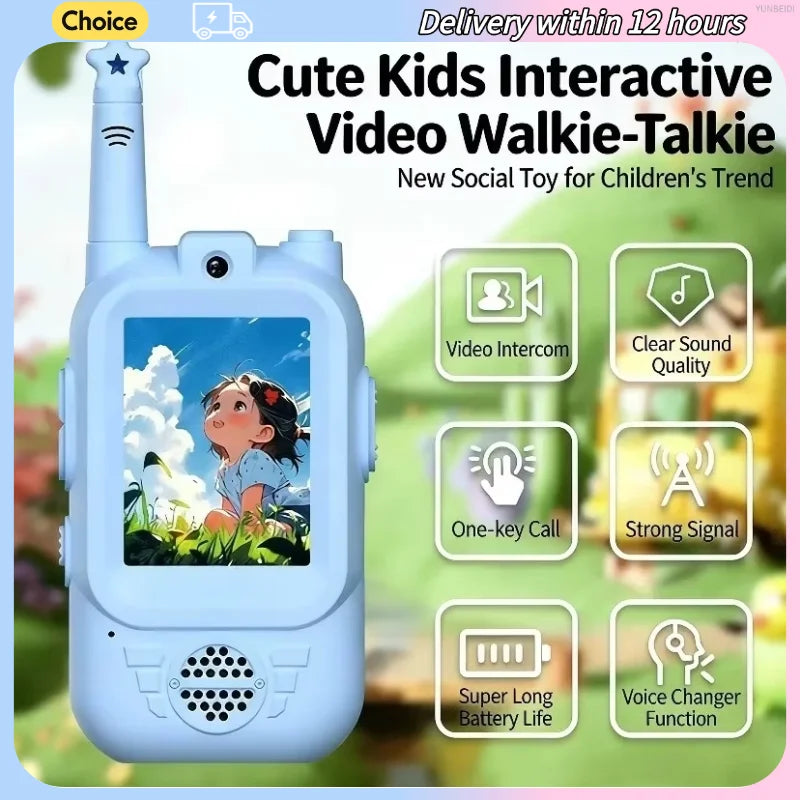 2PC Children's Video Walkie-talkie HD Walkie-talkie USB Charging Indoor Outdoor Entertainment Kids Toys Birthday Gifts Ages 3-12