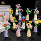 HUIQIBAO MOC Flower with pot Micro Building Block Sunflower Mini Model Bricks set Flowers Toys for Adults home Desk Decoration