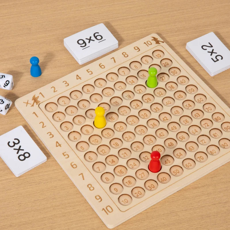 Wooden 99 Multiplication Board Montessori Arithmetic Toys Multiplication Table Math Learning Counting Teaching Aids for Kids