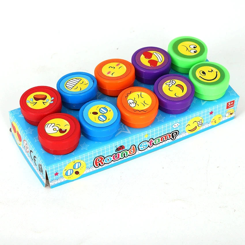 10pcs Assorted Stamps for Self-ink Stamps Toy Stamps Smiley Face Seal Scrapbooking DIY Painting Photo Album Decoration