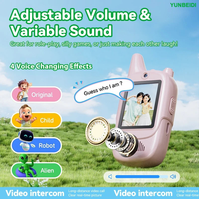 2PCS Children's Video Intercom USB Charging Indoor and Outdoor High Definition Intercom Children's Toys Birthday Gifts Ages 3-12
