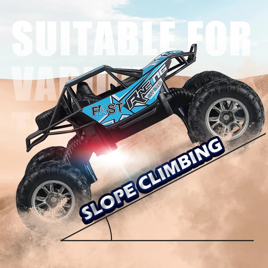 4-Way Remote Control Car with Lights, Anti-Slip Rubber Tires, Outdoor Off-Road Climbing Toy Car Model for Kidsren and Boys