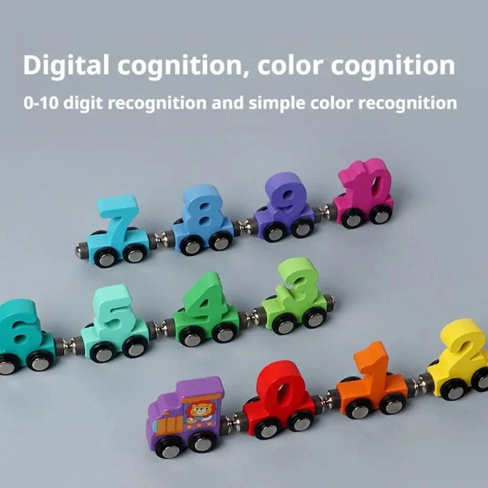 Wooden Magnetic Number Train Set | Educational Building Blocks | Logical Brain Development Toy